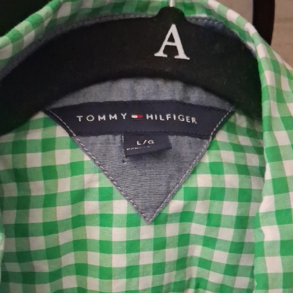 Tommy Hilfiger Green Checkered Women's Button Down Shirt - Picture 2 of 3